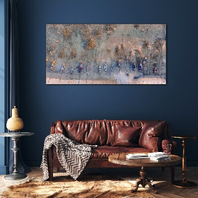 Tableau sur verre Un port tranquille dans la lumière du coucher du soleil