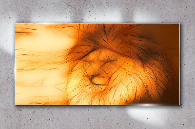 Tableau verre imprimé Lion d'or sous forme abstraite
