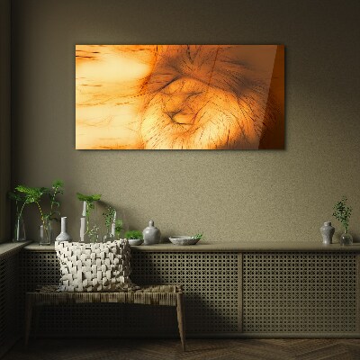 Tableau verre imprimé Lion d'or sous forme abstraite