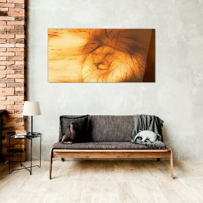 Tableau verre imprimé Lion d'or sous forme abstraite
