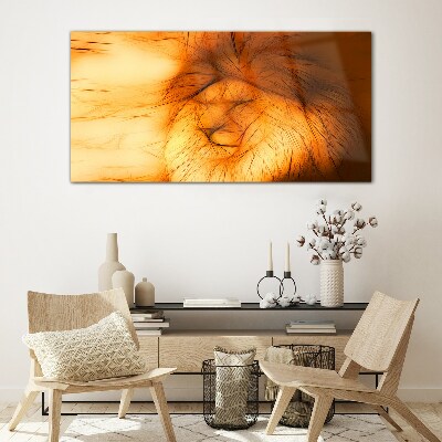 Tableau verre imprimé Lion d'or sous forme abstraite