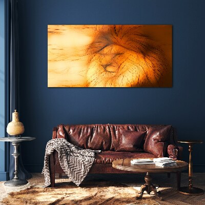 Tableau verre imprimé Lion d'or sous forme abstraite