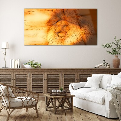 Tableau verre imprimé Lion d'or sous forme abstraite