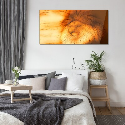 Tableau verre imprimé Lion d'or sous forme abstraite