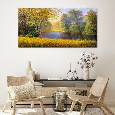 Tableau photo sur verre Automne doré au bord de la rivière