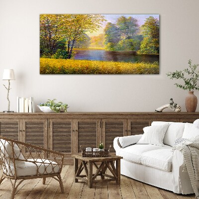 Tableau photo sur verre Automne doré au bord de la rivière