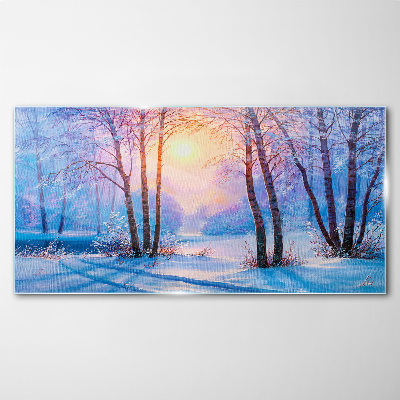 Tableau en verre Matin d'hiver dans la forêt