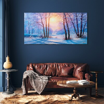 Tableau en verre Matin d'hiver dans la forêt