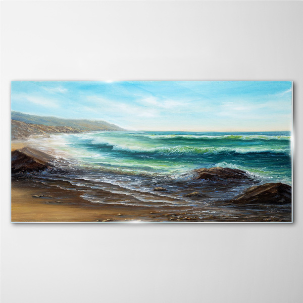 Tableau imprimé sur verre Vagues calmes sur le bord de mer