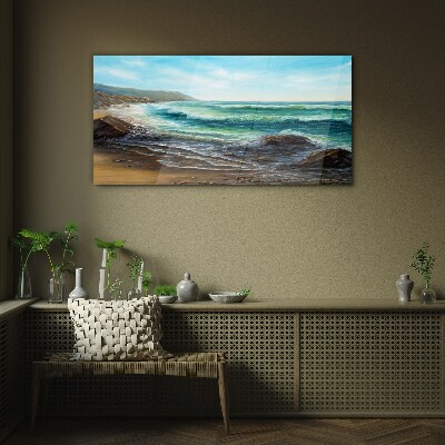 Tableau imprimé sur verre Vagues calmes sur le bord de mer
