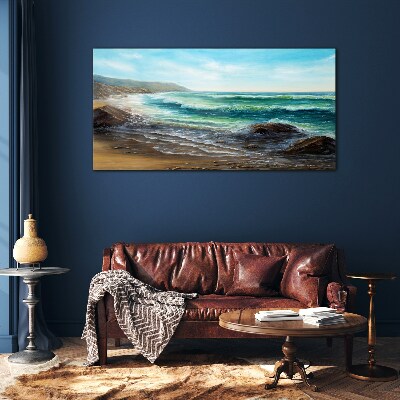 Tableau imprimé sur verre Vagues calmes sur le bord de mer