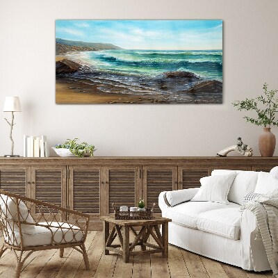 Tableau imprimé sur verre Vagues calmes sur le bord de mer