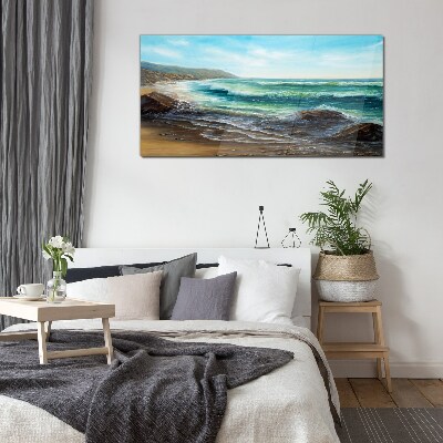 Tableau imprimé sur verre Vagues calmes sur le bord de mer