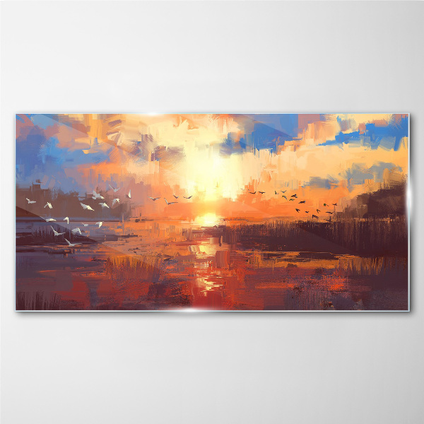 Tableau photo sur verre Coucher de soleil sur un lac calme