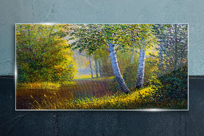 Tableau imprimé sur verre Lumière dorée sur la rive du fleuve