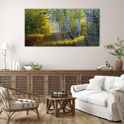 Tableau imprimé sur verre Lumière dorée sur la rive du fleuve