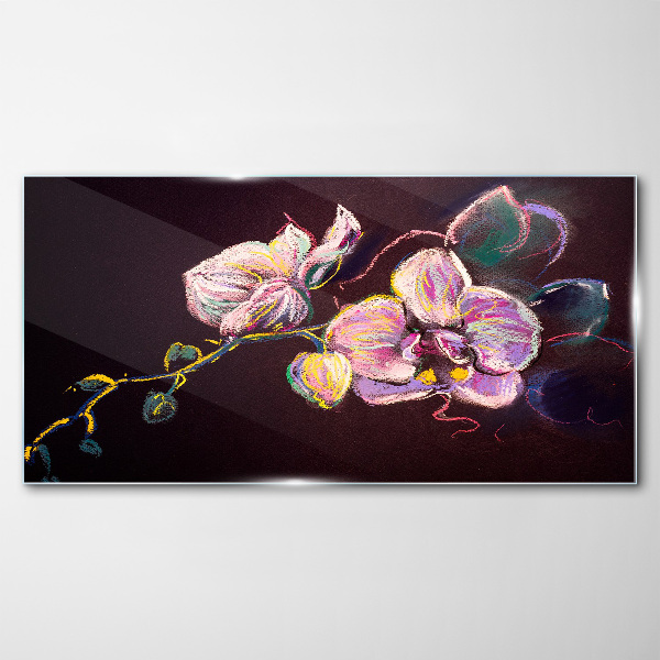Tableau sur verre Composition florale sur fond sombre