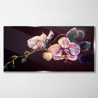 Tableau sur verre Composition florale sur fond sombre