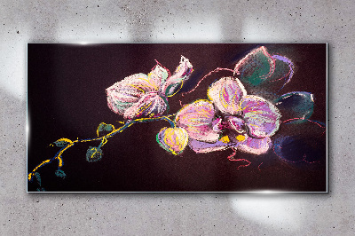 Tableau sur verre Composition florale sur fond sombre