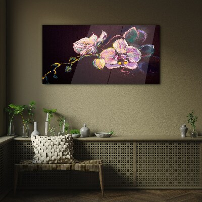 Tableau sur verre Composition florale sur fond sombre