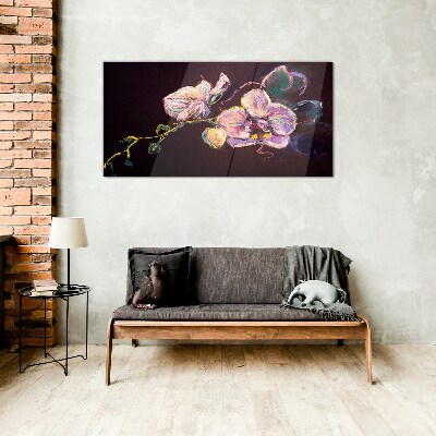 Tableau sur verre Composition florale sur fond sombre