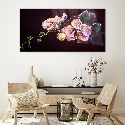 Tableau sur verre Composition florale sur fond sombre