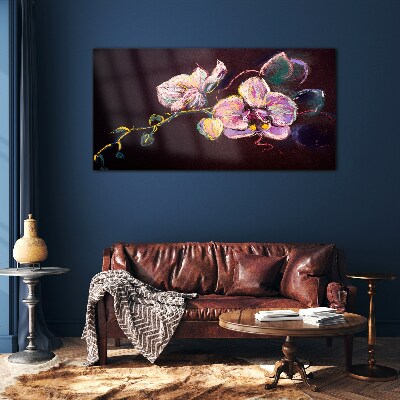 Tableau sur verre Composition florale sur fond sombre