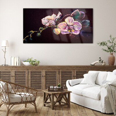 Tableau sur verre Composition florale sur fond sombre