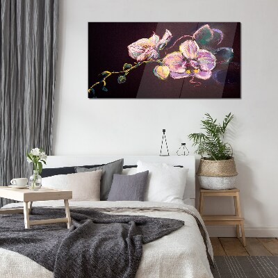 Tableau sur verre Composition florale sur fond sombre