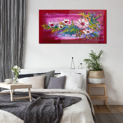 Tableau verre imprimé Fleurs sur fond rose