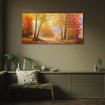 Tableau photo sur verre Automne doré dans la forêt