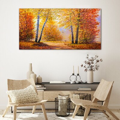 Tableau photo sur verre Automne doré dans la forêt
