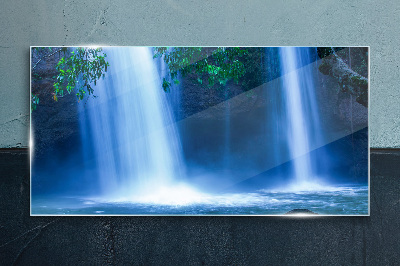 Tableau imprimé sur verre Cascade dans le bleu
