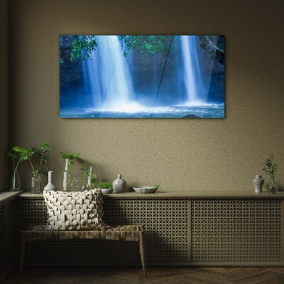 Tableau imprimé sur verre Cascade dans le bleu