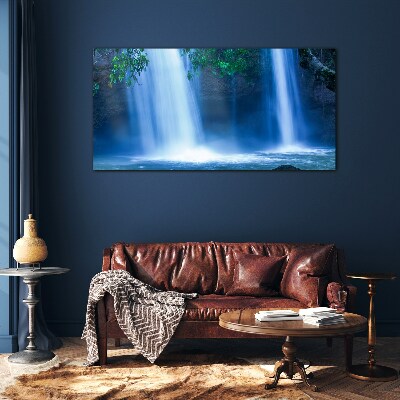 Tableau imprimé sur verre Cascade dans le bleu