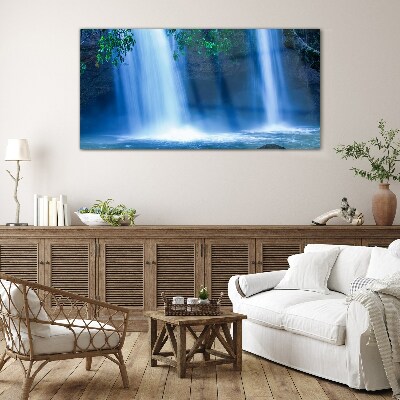 Tableau imprimé sur verre Cascade dans le bleu