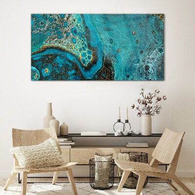 Tableau photo sur verre Vagues de l'océan dans les tons bleus