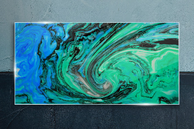 Tableau imprimé sur verre Nuances tourbillonnantes de bleu et de vert