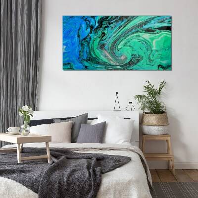 Tableau imprimé sur verre Nuances tourbillonnantes de bleu et de vert
