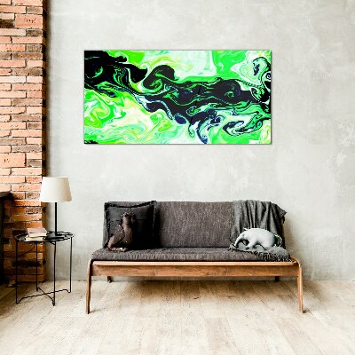 Tableau photo sur verre Tourbillons verts d'abstraction
