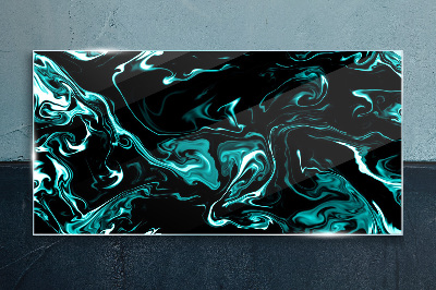 Tableau en verre Tourbillons abstraits verts et noirs