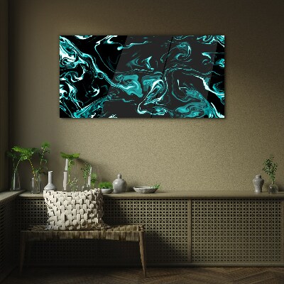 Tableau en verre Tourbillons abstraits verts et noirs