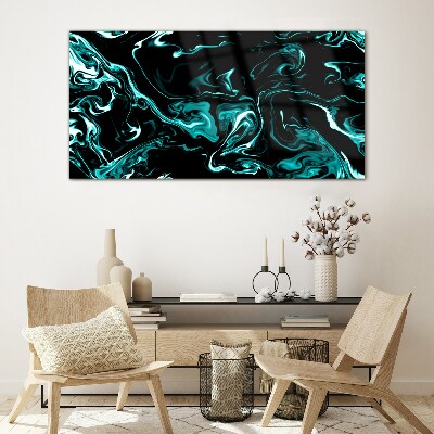 Tableau en verre Tourbillons abstraits verts et noirs