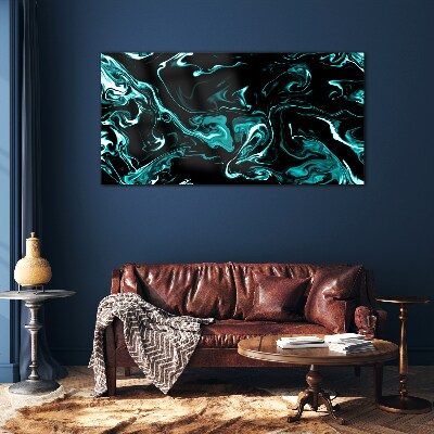 Tableau en verre Tourbillons abstraits verts et noirs