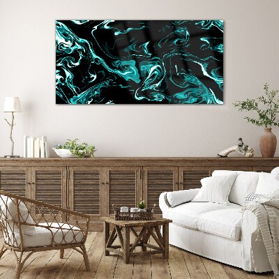 Tableau en verre Tourbillons abstraits verts et noirs