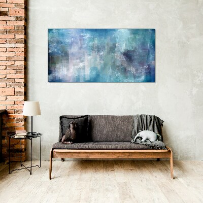 Tableau photo sur verre Jeu abstrait de couleurs dans les tons bleus