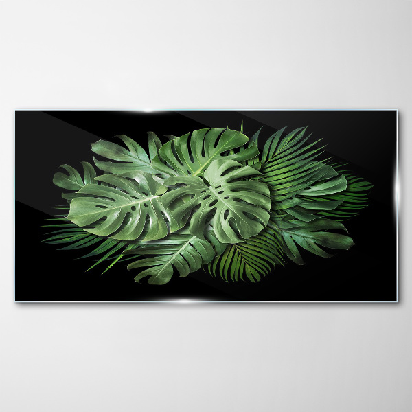 Tableau sur verre Vert tropical sur fond noir