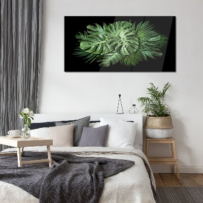 Tableau sur verre Vert tropical sur fond noir