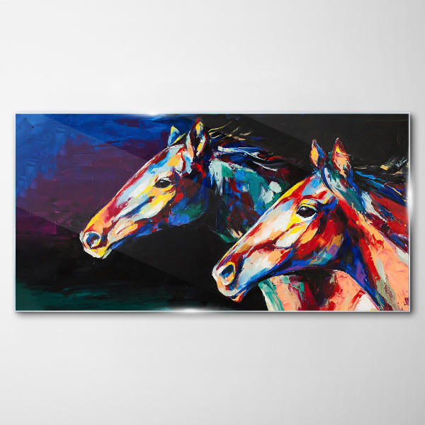 Tableau verre imprimé Chevaux colorés en mouvement