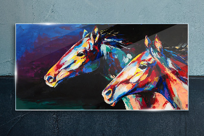 Tableau verre imprimé Chevaux colorés en mouvement